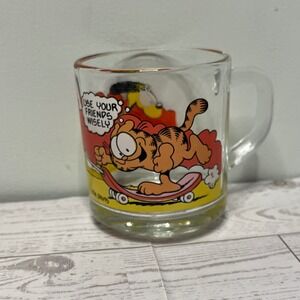 Vintage 1978 McDonald's Garfield Glass Mug Use Your Friends Wisely Skateboard